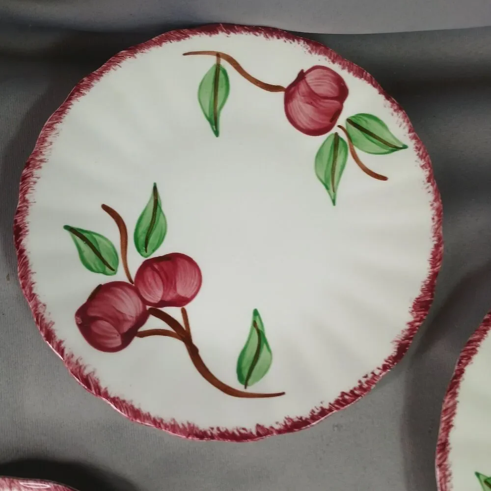 4 Blue Ridge Southern Pottery 4 Bread and Butter Plates Crab Apple